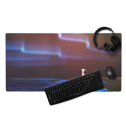 Space Themed Gaming Mouse Pad Large Desk Mat In Deep Blue Purple Hues Non Slip Edge Stitching Immersive Celestial Style