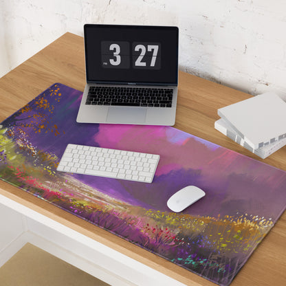Abstract Landscape Purple Pink Gaming Desk Mouse Pad Painterly Art Vibrant Mood Modern Decor Watercolor Style