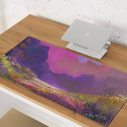 Abstract Landscape Purple Pink Gaming Desk Mouse Pad Painterly Art Vibrant Mood Modern Decor Watercolor Style