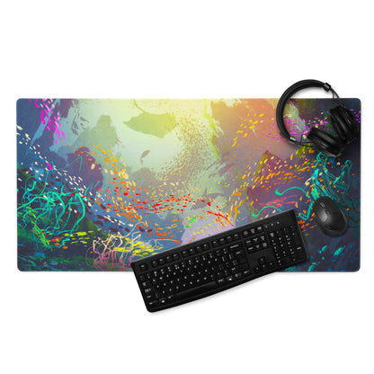 Gaming Mouse Pad Multicolor Desk Setup Esports Style Abstract Art Digital Paint Splatter