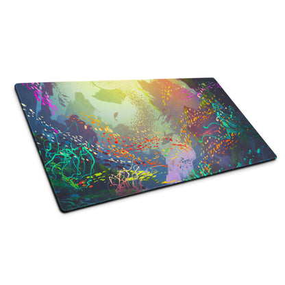 Gaming Mouse Pad Multicolor Desk Setup Esports Style Abstract Art Digital Paint Splatter