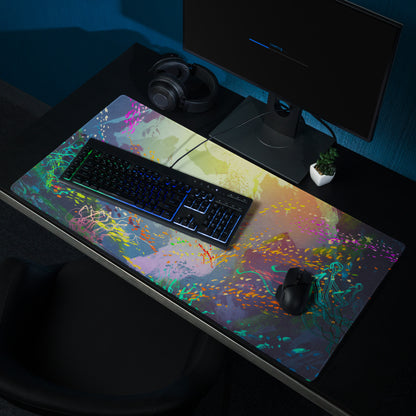 Gaming Mouse Pad Multicolor Desk Setup Esports Style Abstract Art Digital Paint Splatter