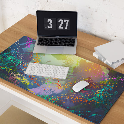 Gaming Mouse Pad Multicolor Desk Setup Esports Style Abstract Art Digital Paint Splatter