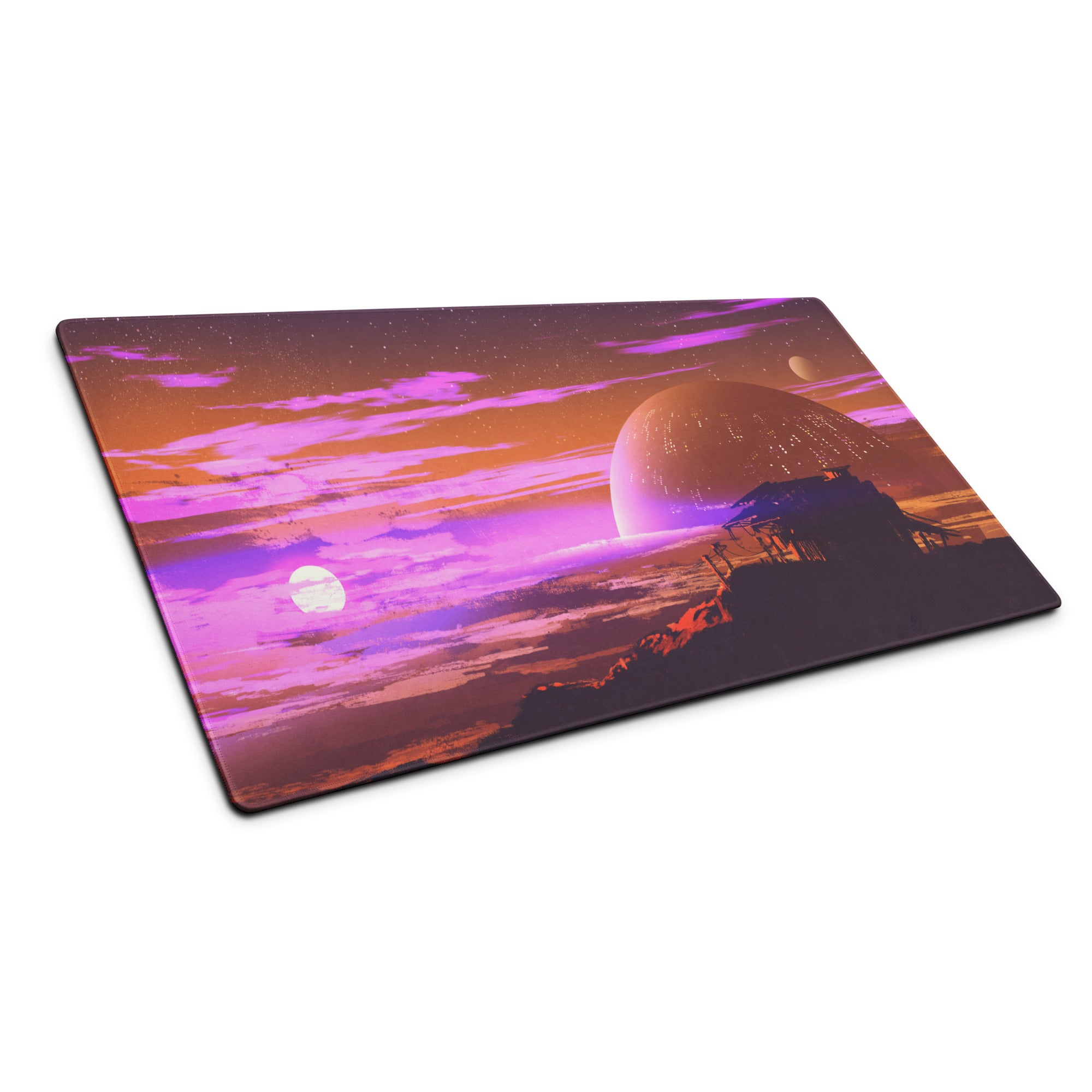 Purple Pink Galaxy Gaming Mouse Pad Large Non Slip Desk Mat For Gaming Setup Futuristic Space Digital Art