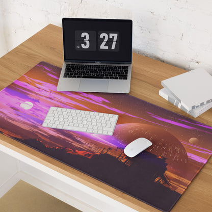 Purple Pink Galaxy Gaming Mouse Pad Large Non Slip Desk Mat For Gaming Setup Futuristic Space Digital Art