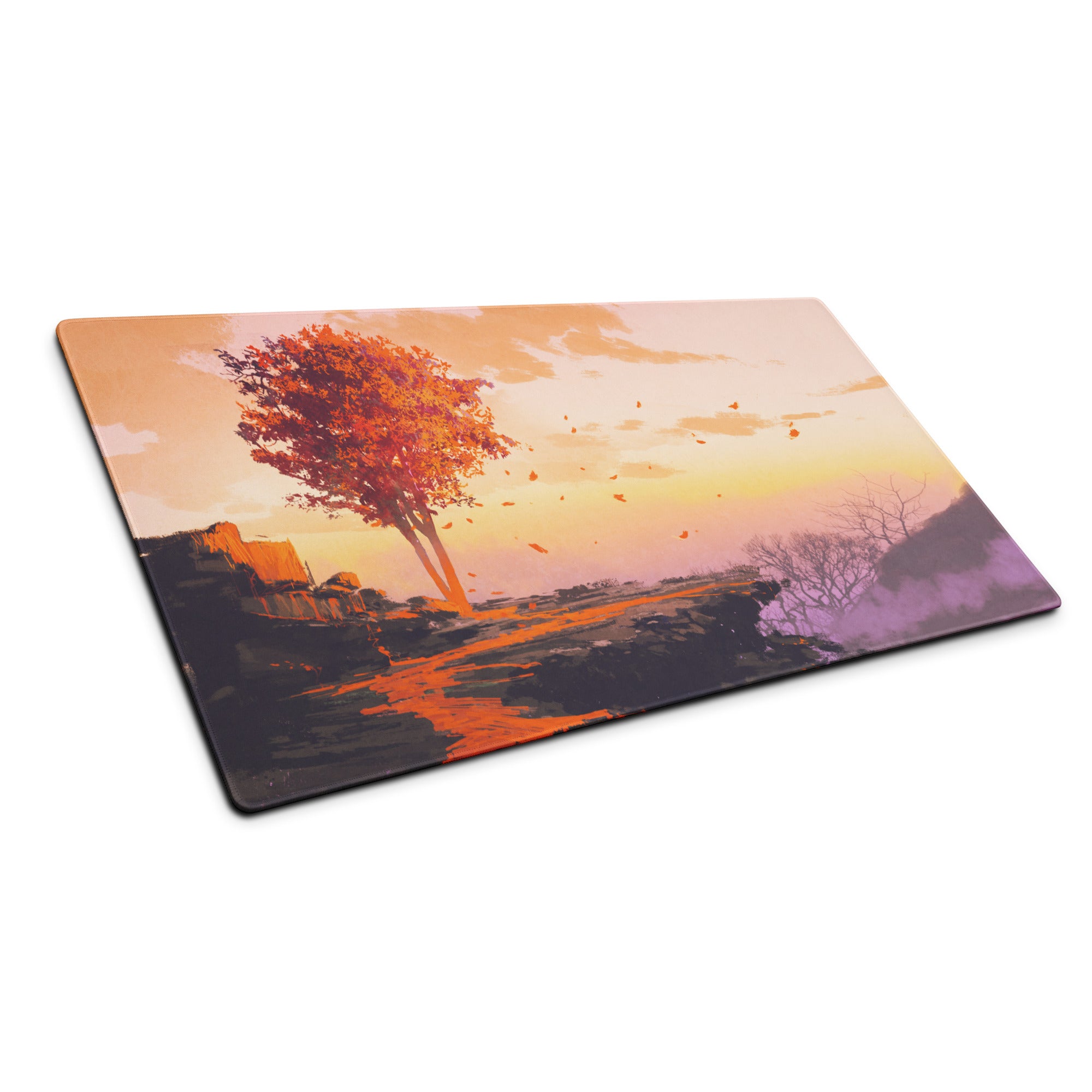 Gaming Mouse Pad Large Sunset Landscape In Orange Pink Purple For Desk Setup Modern Gradient Art