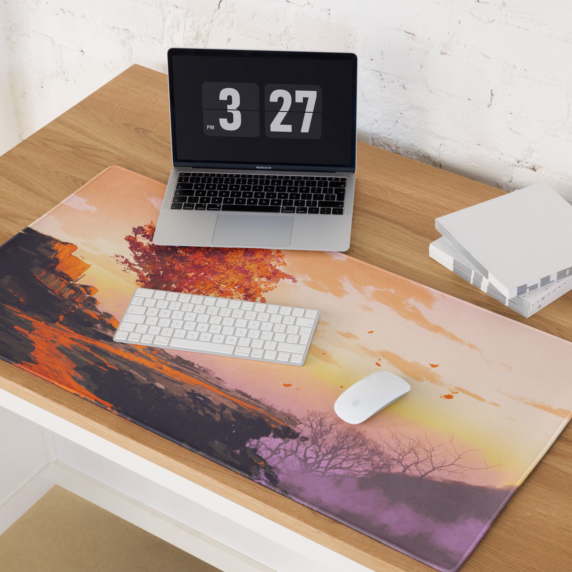 Gaming Mouse Pad Large Sunset Landscape In Orange Pink Purple For Desk Setup Modern Gradient Art