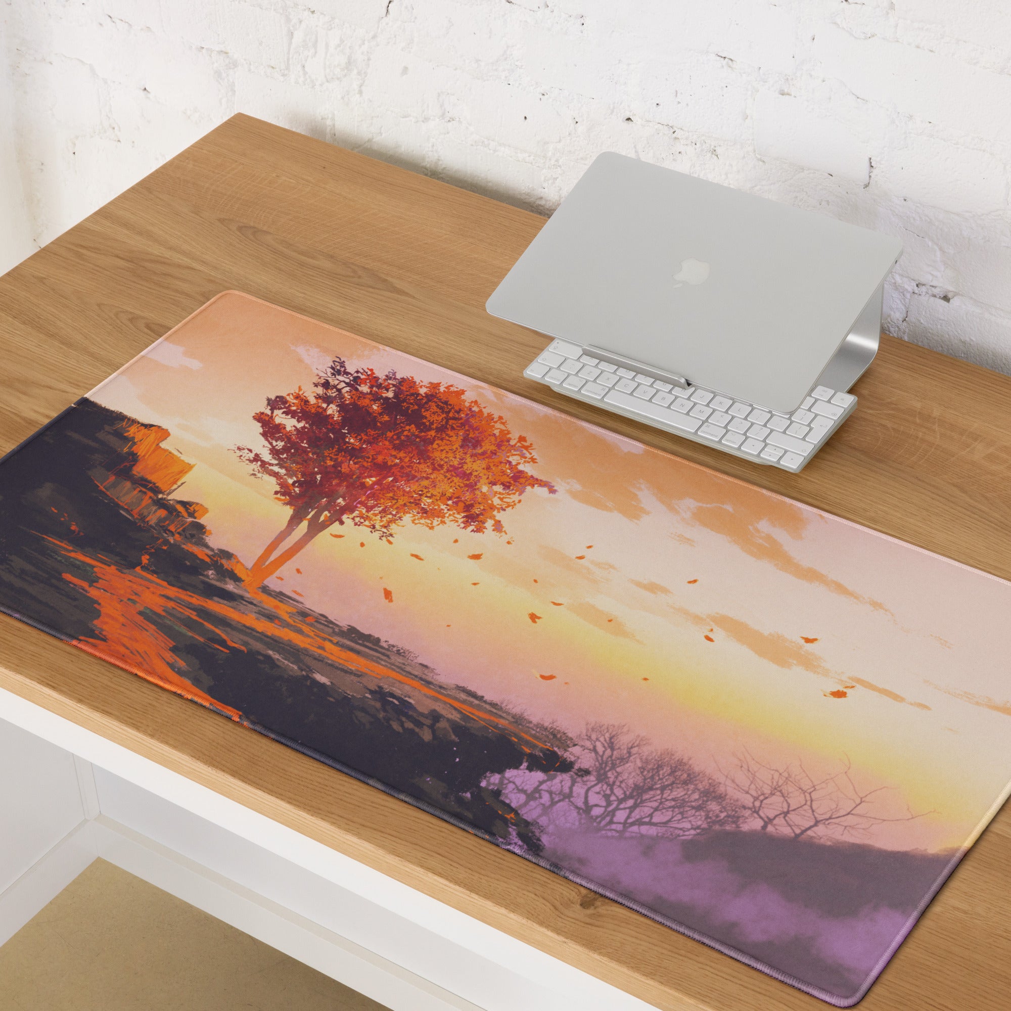 Gaming Mouse Pad Large Sunset Landscape In Orange Pink Purple For Desk Setup Modern Gradient Art
