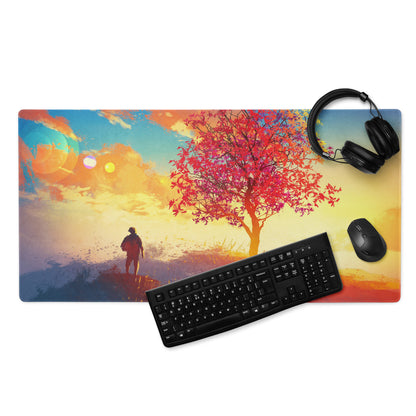 Gaming Mouse Pad Multicolor Sunset Blues Oranges For Desk Setup Vibrant Landscape Art Style