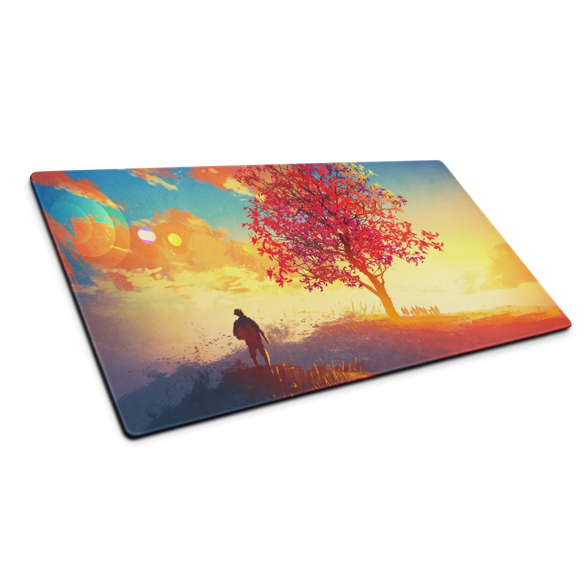 Gaming Mouse Pad Multicolor Sunset Blues Oranges For Desk Setup Vibrant Landscape Art Style