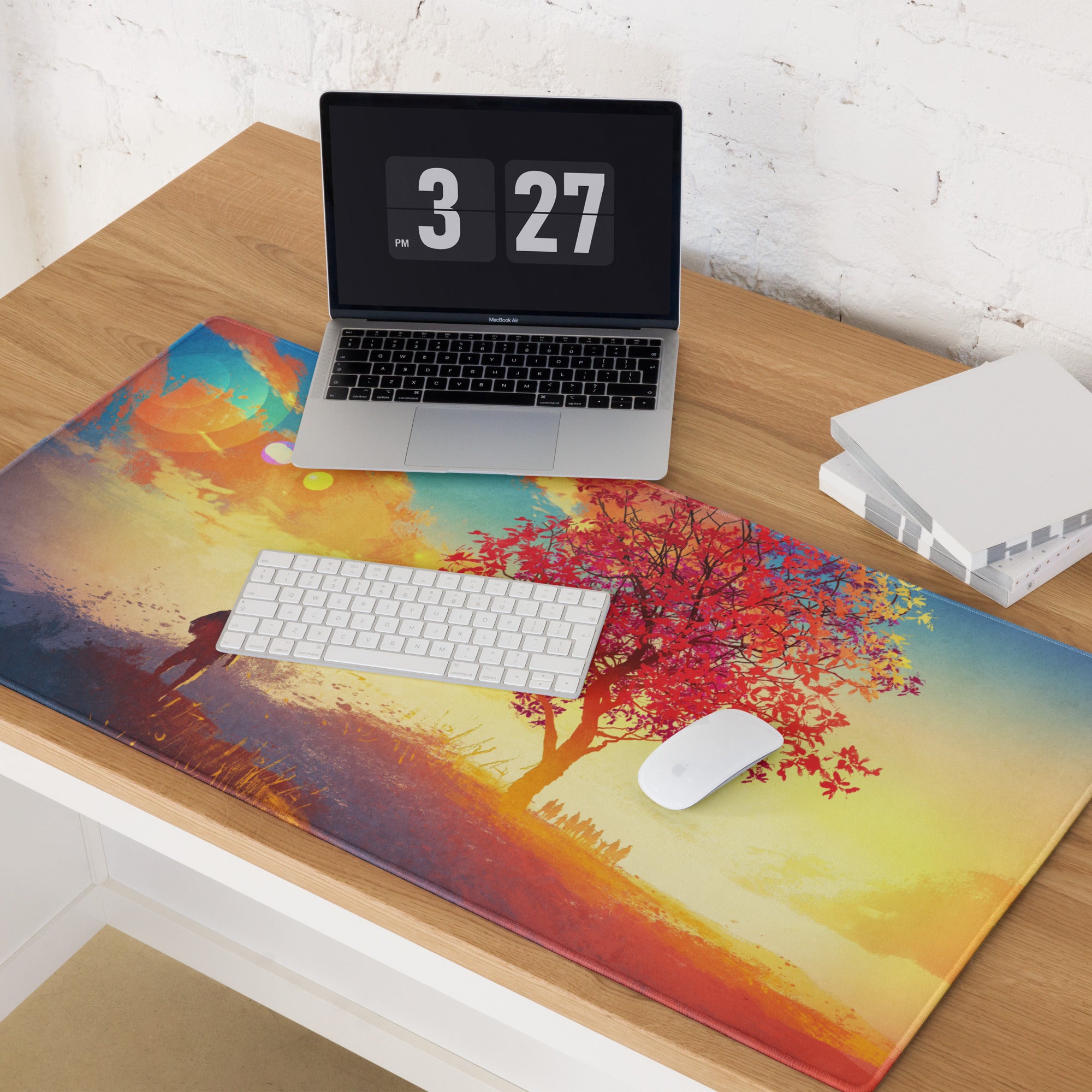 Gaming Mouse Pad Multicolor Sunset Blues Oranges For Desk Setup Vibrant Landscape Art Style