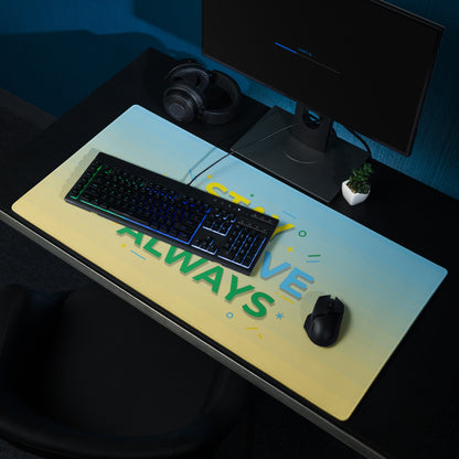 Motivational Mouse Pad Stay Positive Always Blue Yellow Gradient Bold Desk Setup
