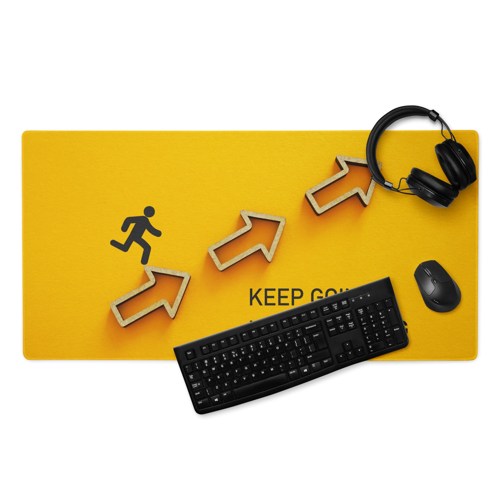 Yellow Motivational Mouse Pad Printed Keep Going Keep Growing Desk Accessory For Home Office Modern Minimal
