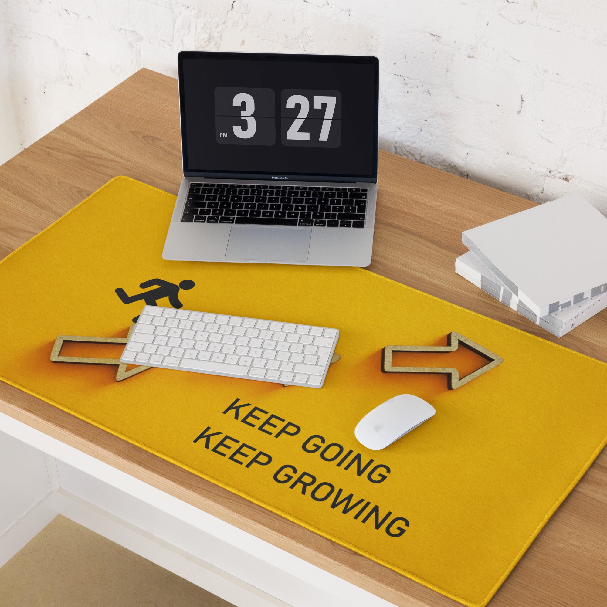 Yellow Motivational Mouse Pad Printed Keep Going Keep Growing Desk Accessory For Home Office Modern Minimal