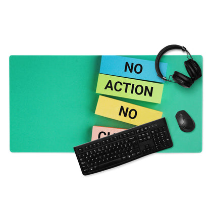 Green Motivational Mouse Pad With No Action Sticky Notes Design Large Non Slip Desk Mat For Gaming And Productivity