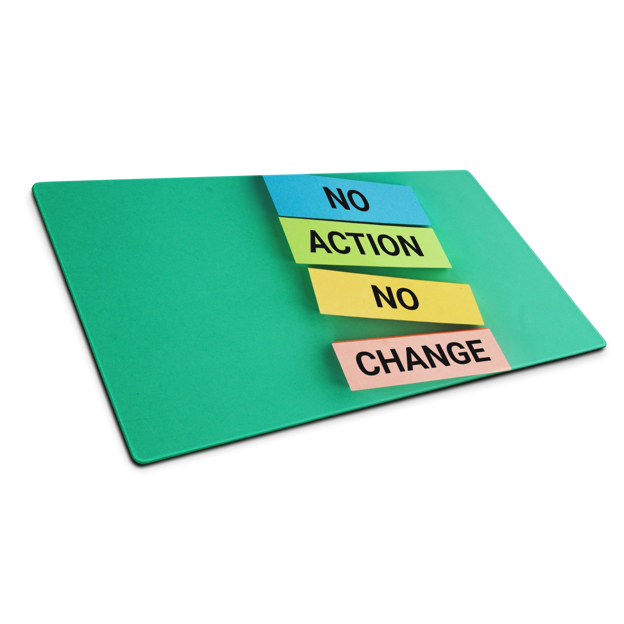 Green Motivational Mouse Pad With No Action Sticky Notes Design Large Non Slip Desk Mat For Gaming And Productivity