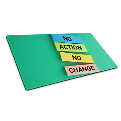 Green Motivational Mouse Pad With No Action Sticky Notes Design Large Non Slip Desk Mat For Gaming And Productivity