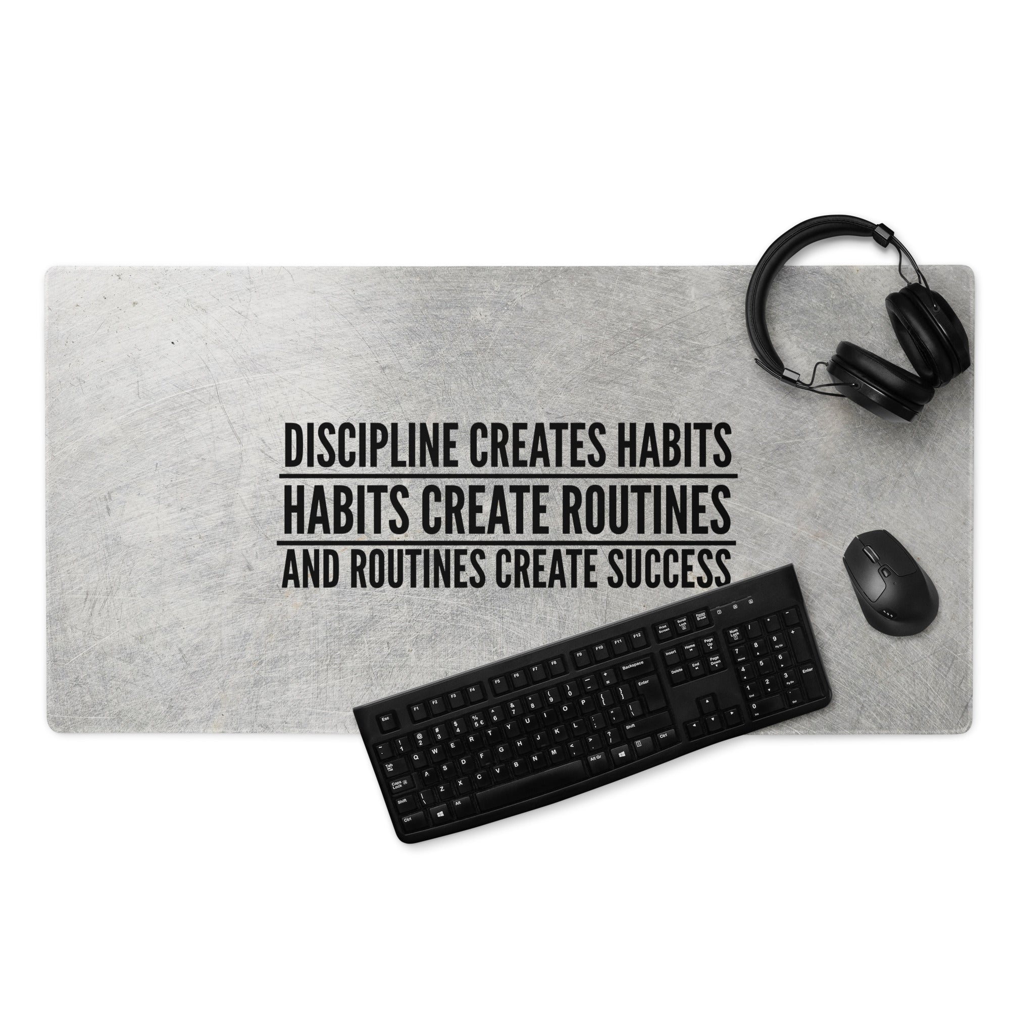 Motivational Quote Mouse Pad Silver Gray Desk Mat For Office And Gaming Modern Industrial Style Typography