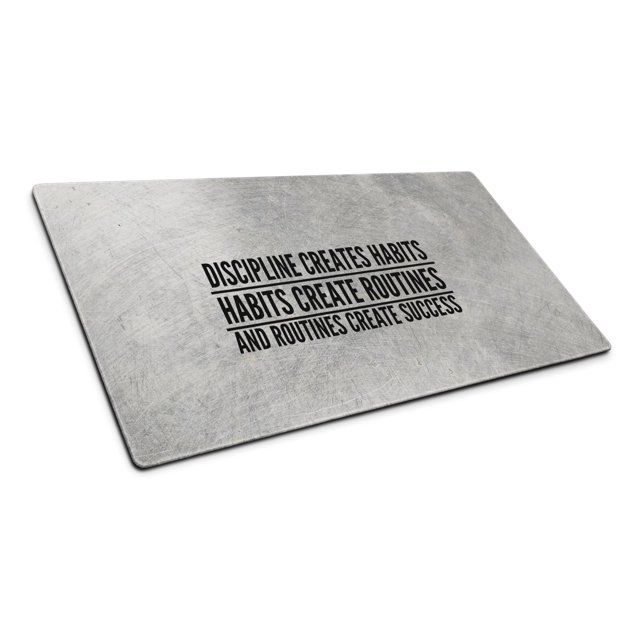 Motivational Quote Mouse Pad Silver Gray Desk Mat For Office And Gaming Modern Industrial Style Typography