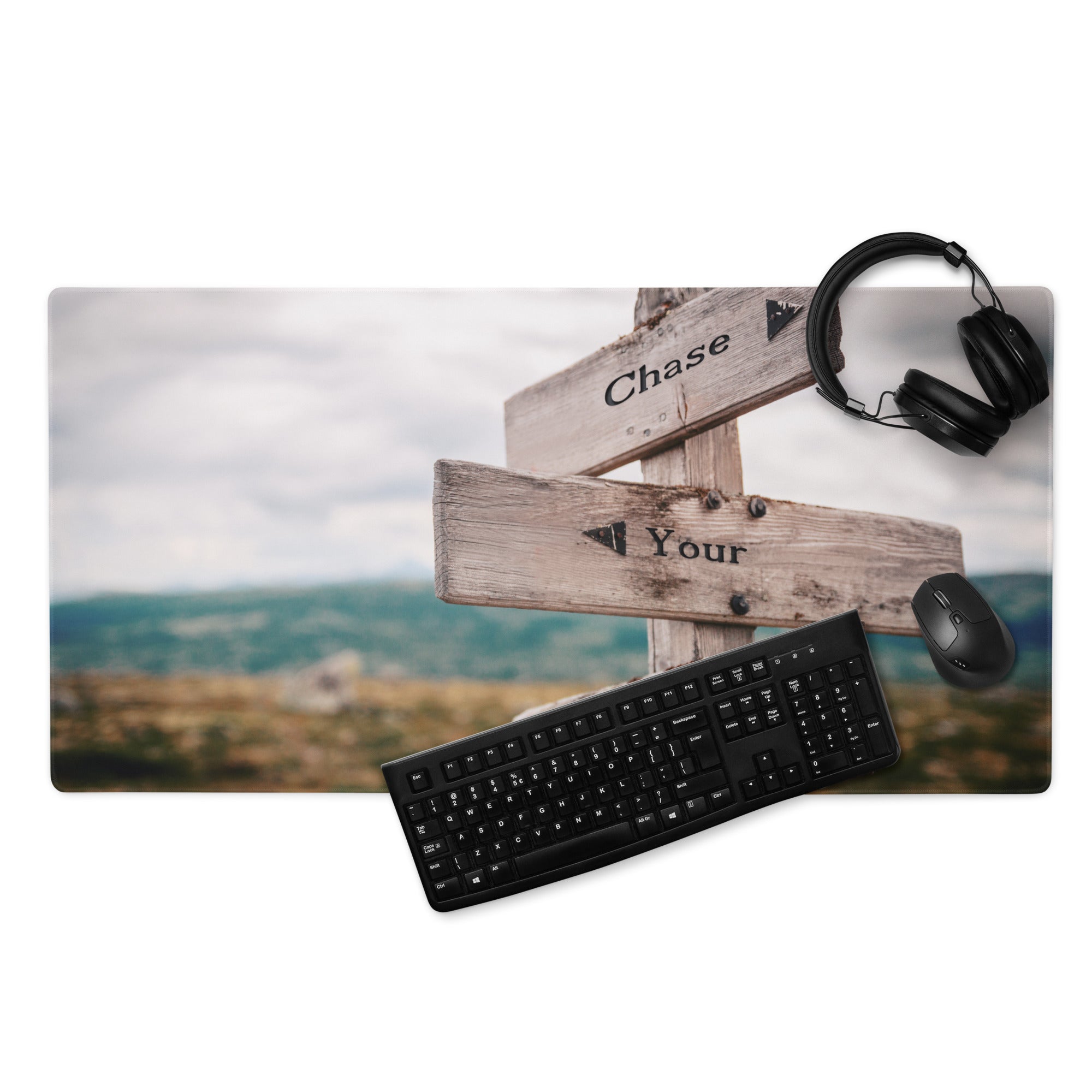 Chase Your Passion Rustic Wood Sign Mouse Pad Brown Tones For Office Desk Motivational Workspace