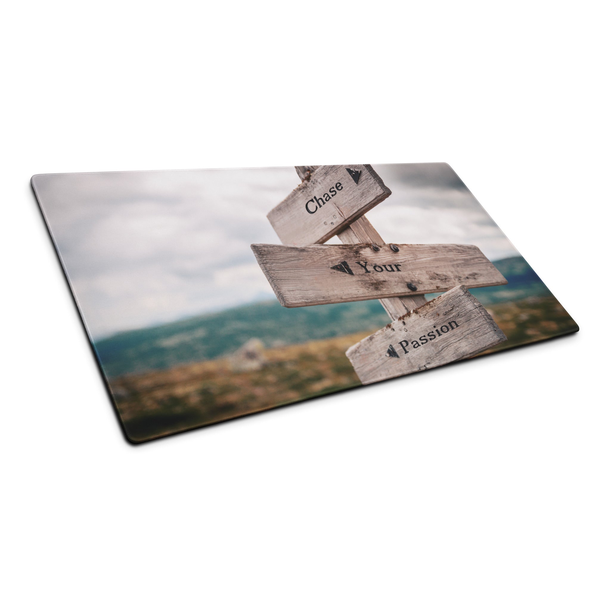 Chase Your Passion Rustic Wood Sign Mouse Pad Brown Tones For Office Desk Motivational Workspace