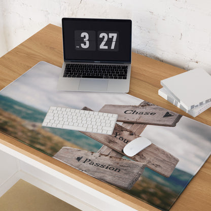Chase Your Passion Rustic Wood Sign Mouse Pad Brown Tones For Office Desk Motivational Workspace