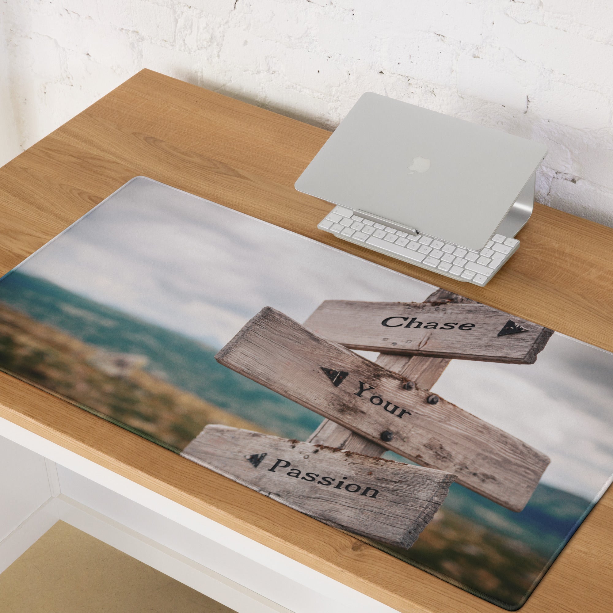 Chase Your Passion Rustic Wood Sign Mouse Pad Brown Tones For Office Desk Motivational Workspace