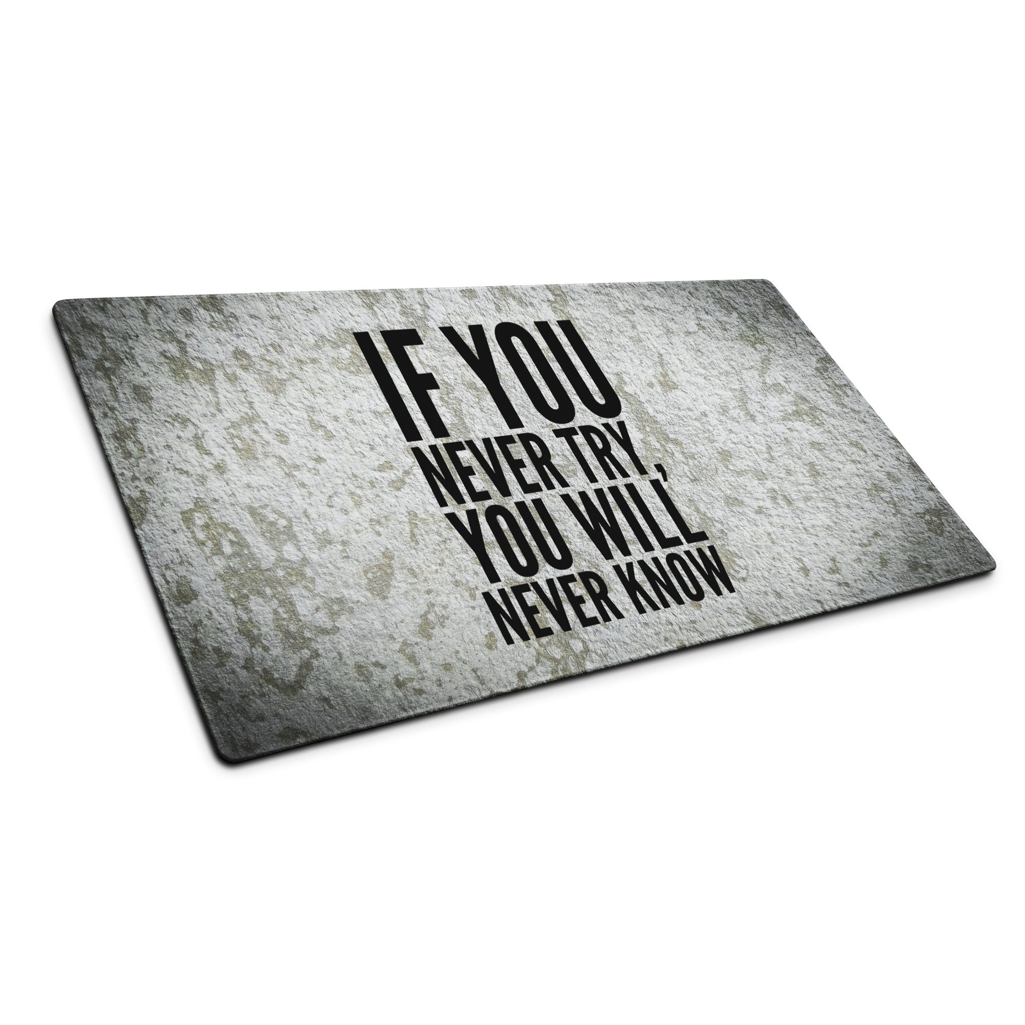Motivational Quote Mouse Pad Gray Black Desk Office Minimalist Stone Texture Non Slip