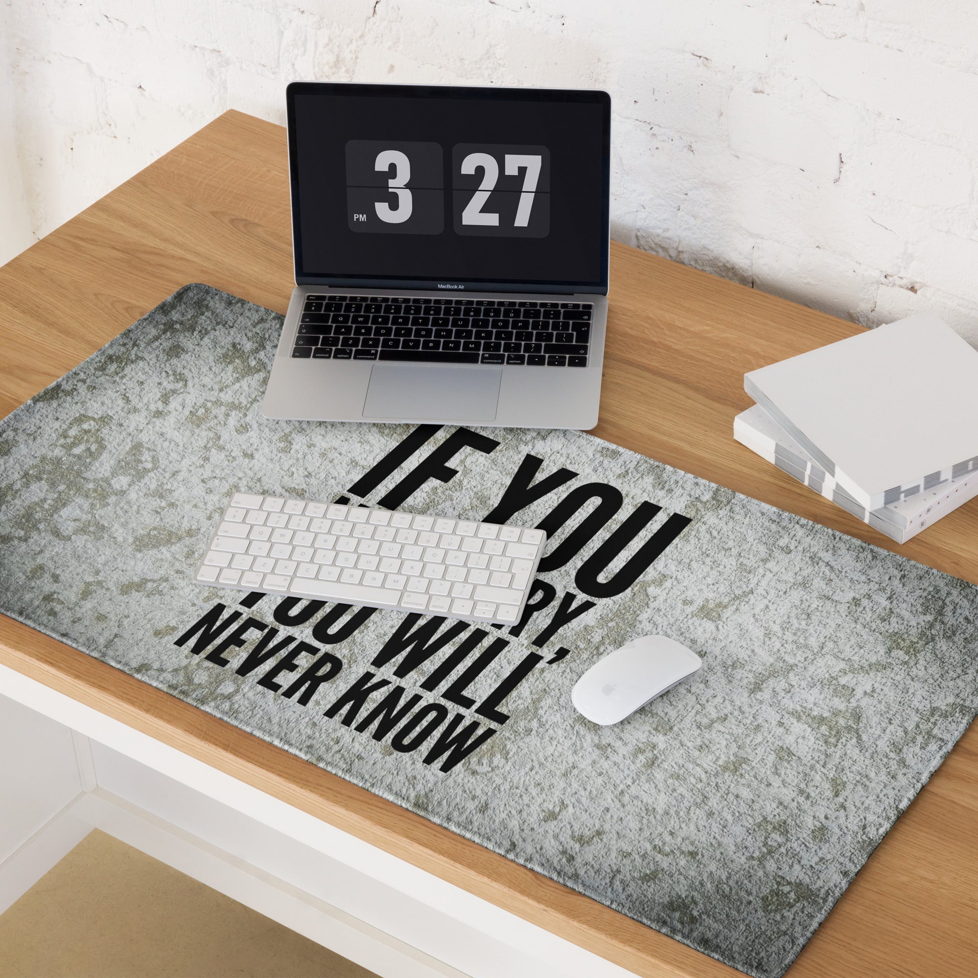Motivational Quote Mouse Pad Gray Black Desk Office Minimalist Stone Texture Non Slip