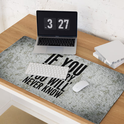 Motivational Quote Mouse Pad Gray Black Desk Office Minimalist Stone Texture Non Slip