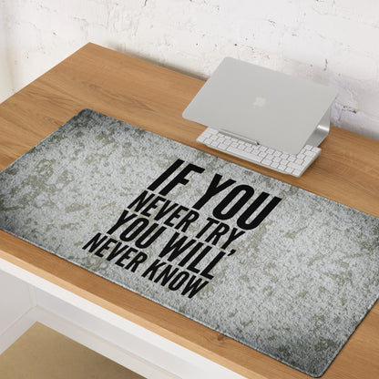 Motivational Quote Mouse Pad Gray Black Desk Office Minimalist Stone Texture Non Slip