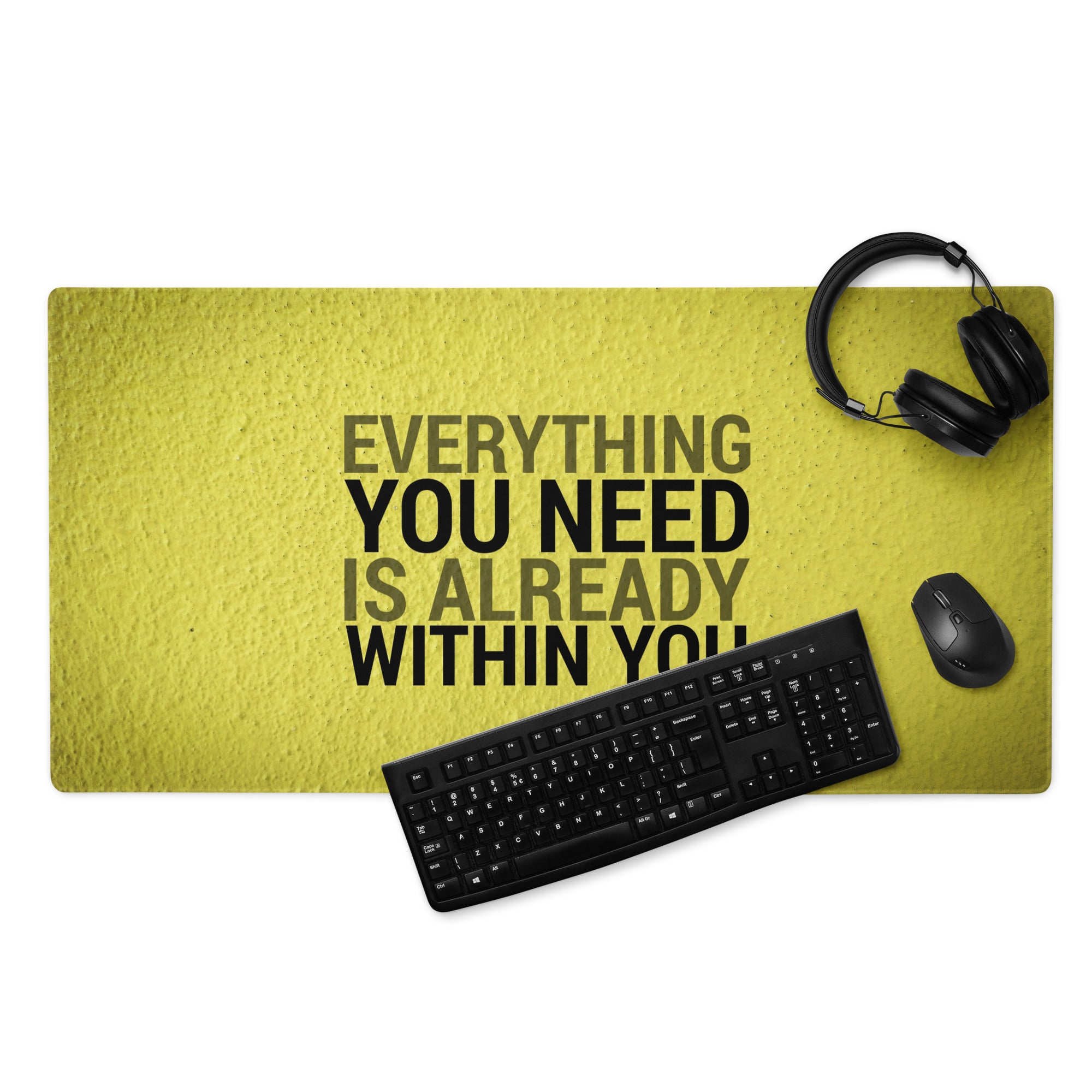 Yellow Motivational Mouse Pad For Desk With Bold Typography Modern Minimal Office Decor