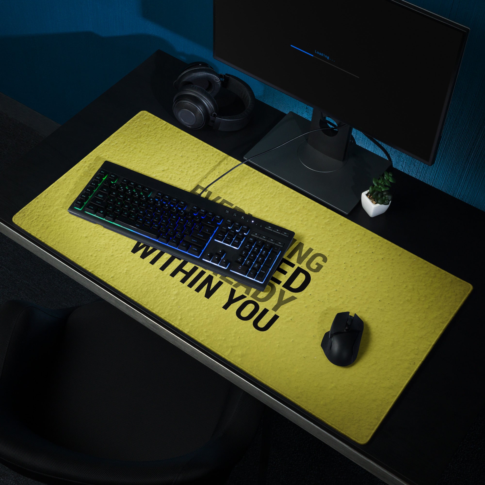 Yellow Motivational Mouse Pad For Desk With Bold Typography Modern Minimal Office Decor