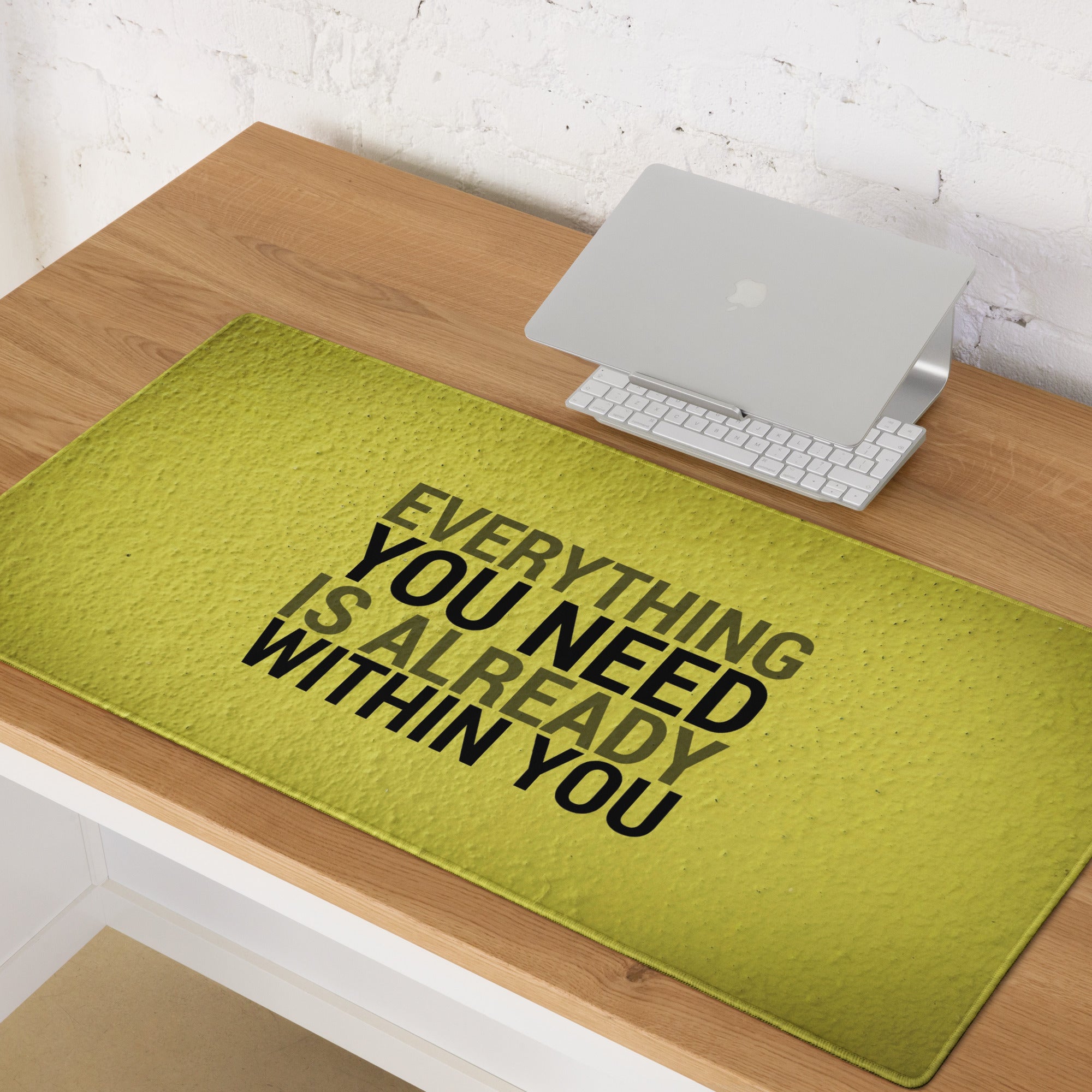 Yellow Motivational Mouse Pad For Desk With Bold Typography Modern Minimal Office Decor