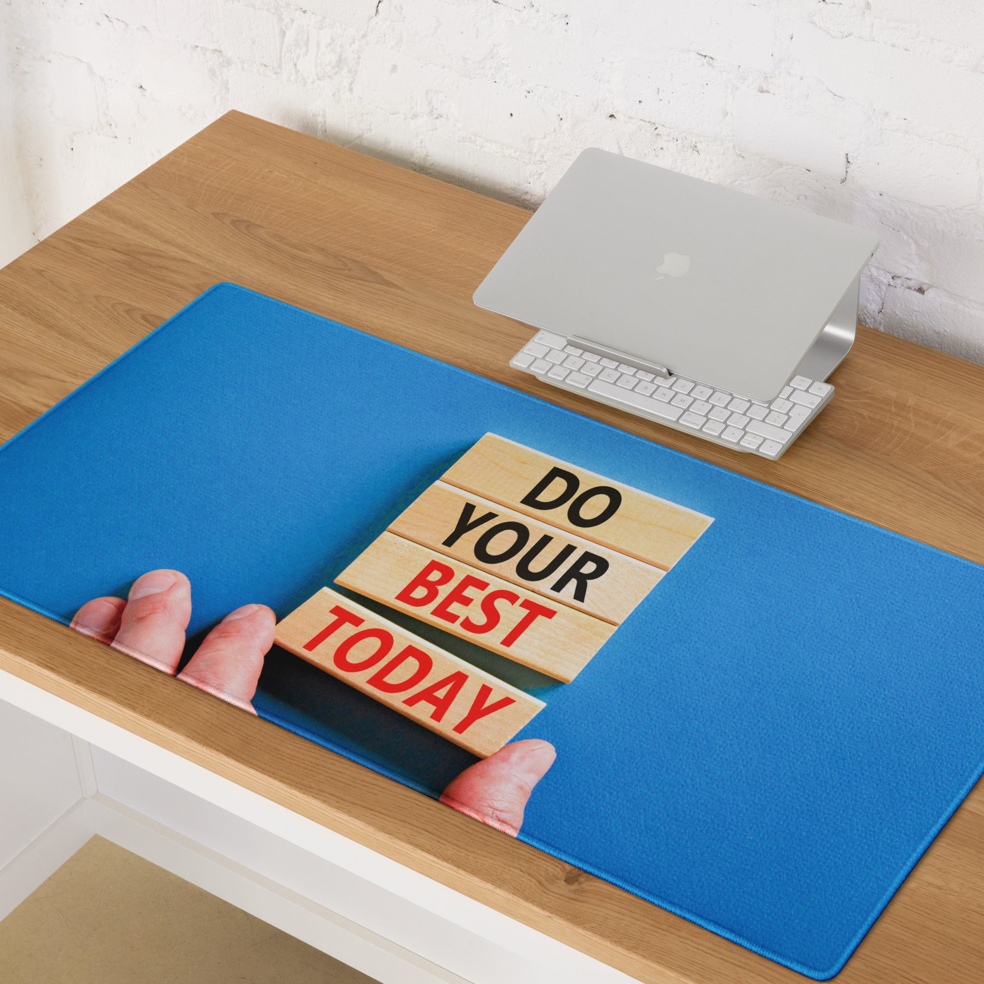 Motivational Blue Mouse Pad for Desk Office Workspace Modern Photo Style Inspirational Quote Blocks Today