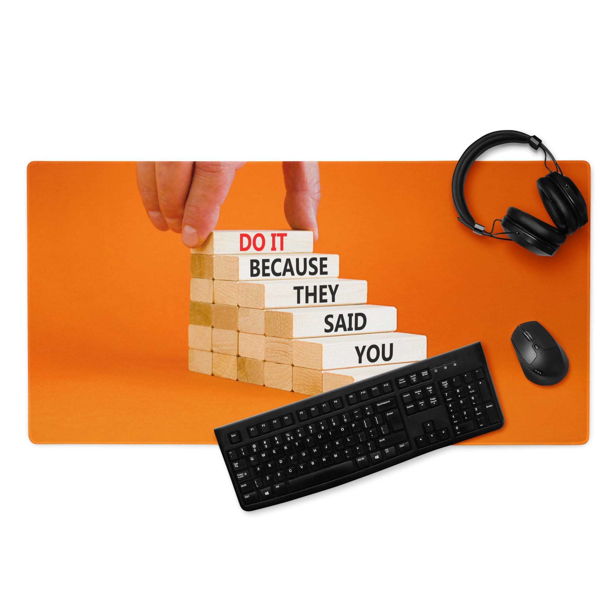 Motivational Orange Mouse Pad For Desk Office Setup For Gaming Large Size With Non Slip Backing Typography Style