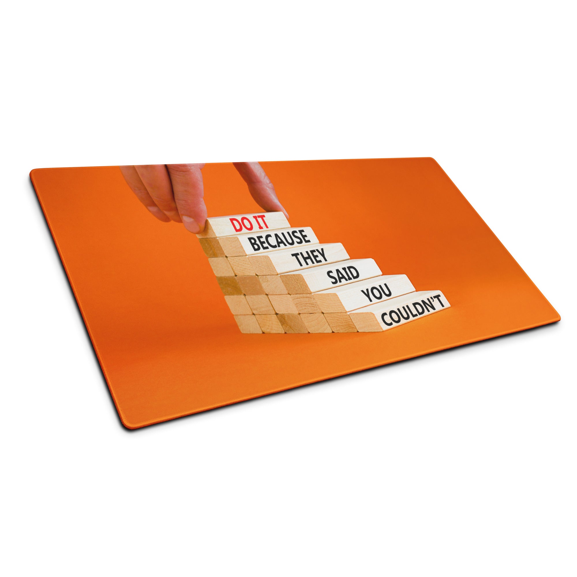 Motivational Orange Mouse Pad For Desk Office Setup For Gaming Large Size With Non Slip Backing Typography Style