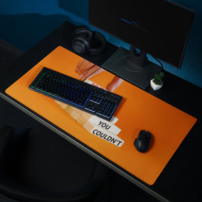 Motivational Orange Mouse Pad For Desk Office Setup For Gaming Large Size With Non Slip Backing Typography Style