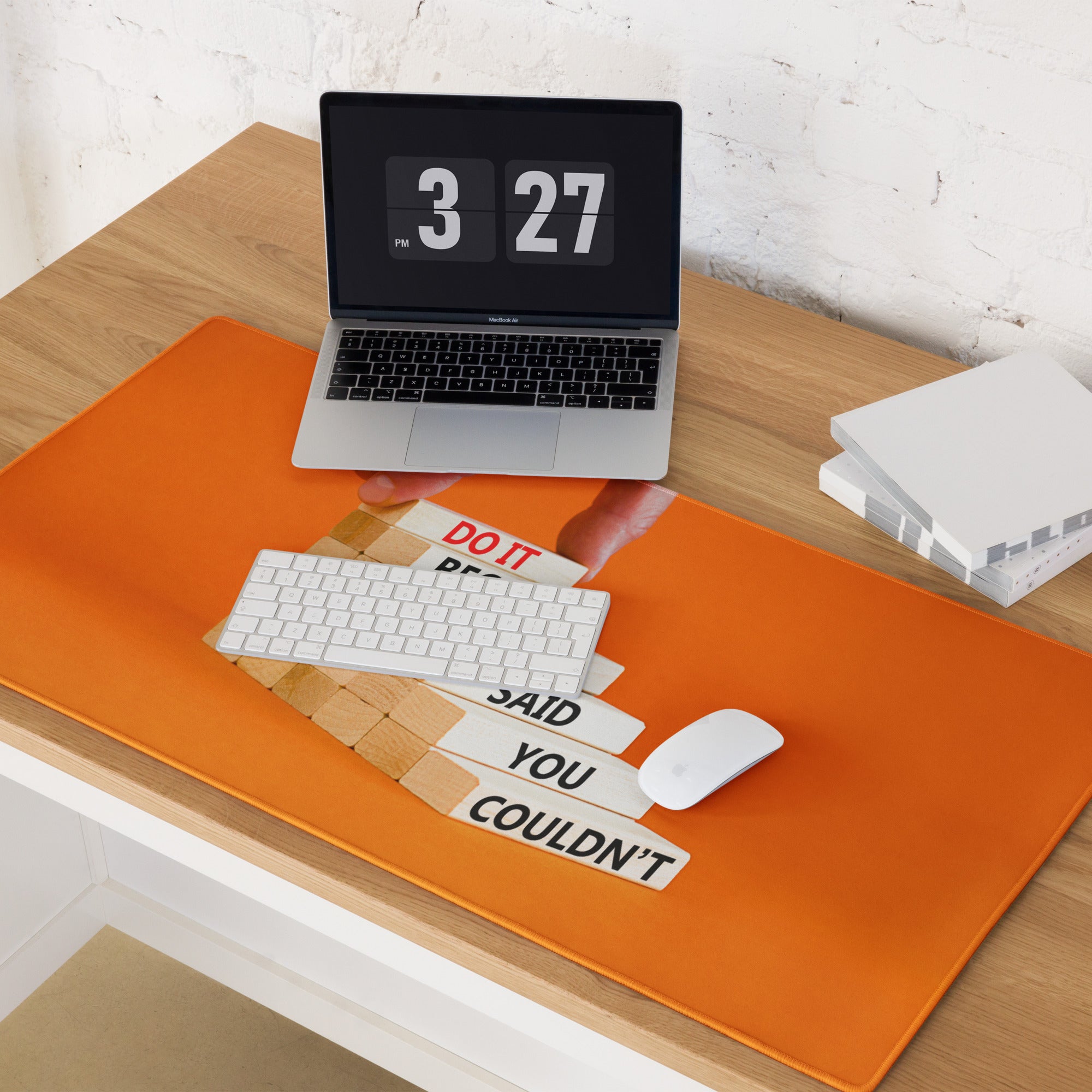 Motivational Orange Mouse Pad For Desk Office Setup For Gaming Large Size With Non Slip Backing Typography Style