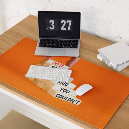 Motivational Orange Mouse Pad For Desk Office Setup For Gaming Large Size With Non Slip Backing Typography Style