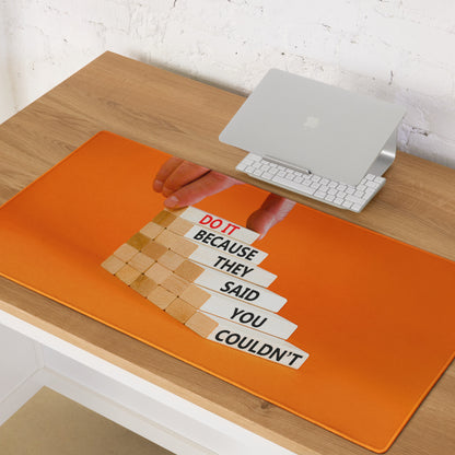 Motivational Orange Mouse Pad For Desk Office Setup For Gaming Large Size With Non Slip Backing Typography Style