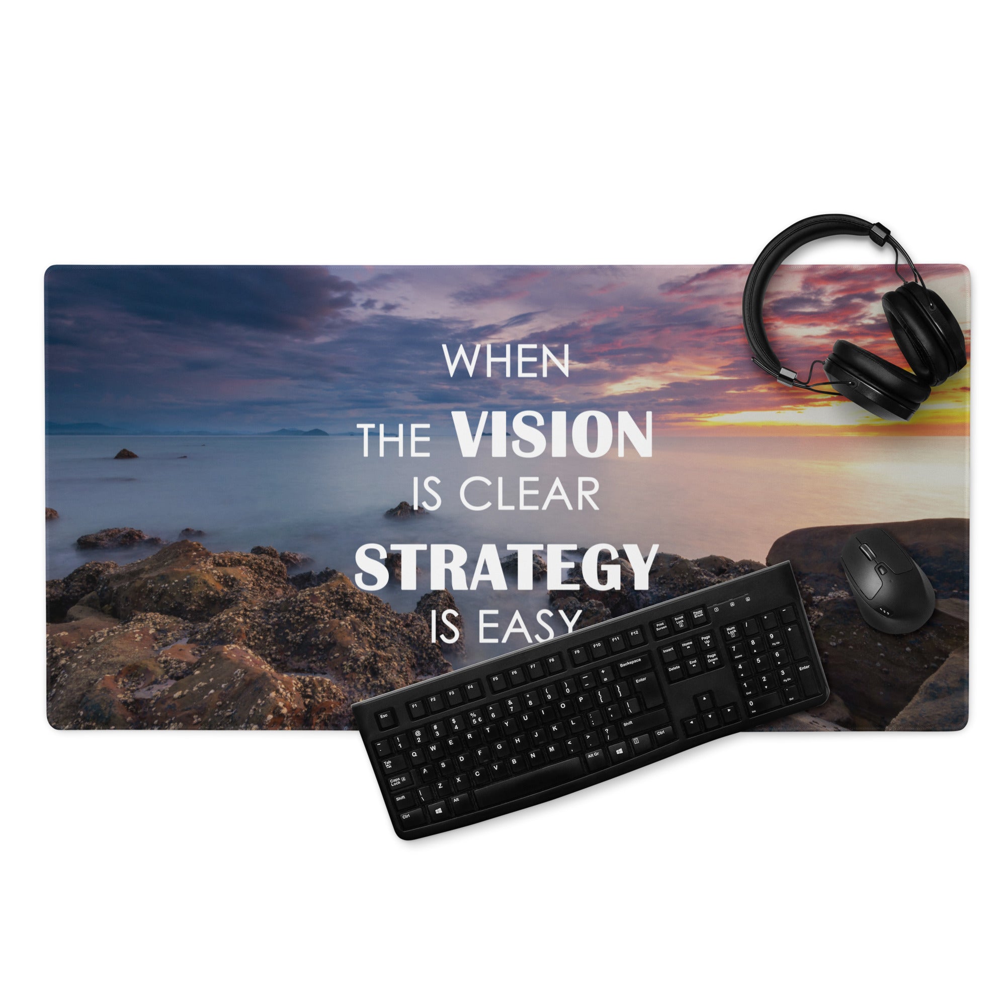Motivational Gaming Mouse Pad Large Size With Sunset Purple Blue Colors For Desk Esports Non Slip Edge Stitch Mat