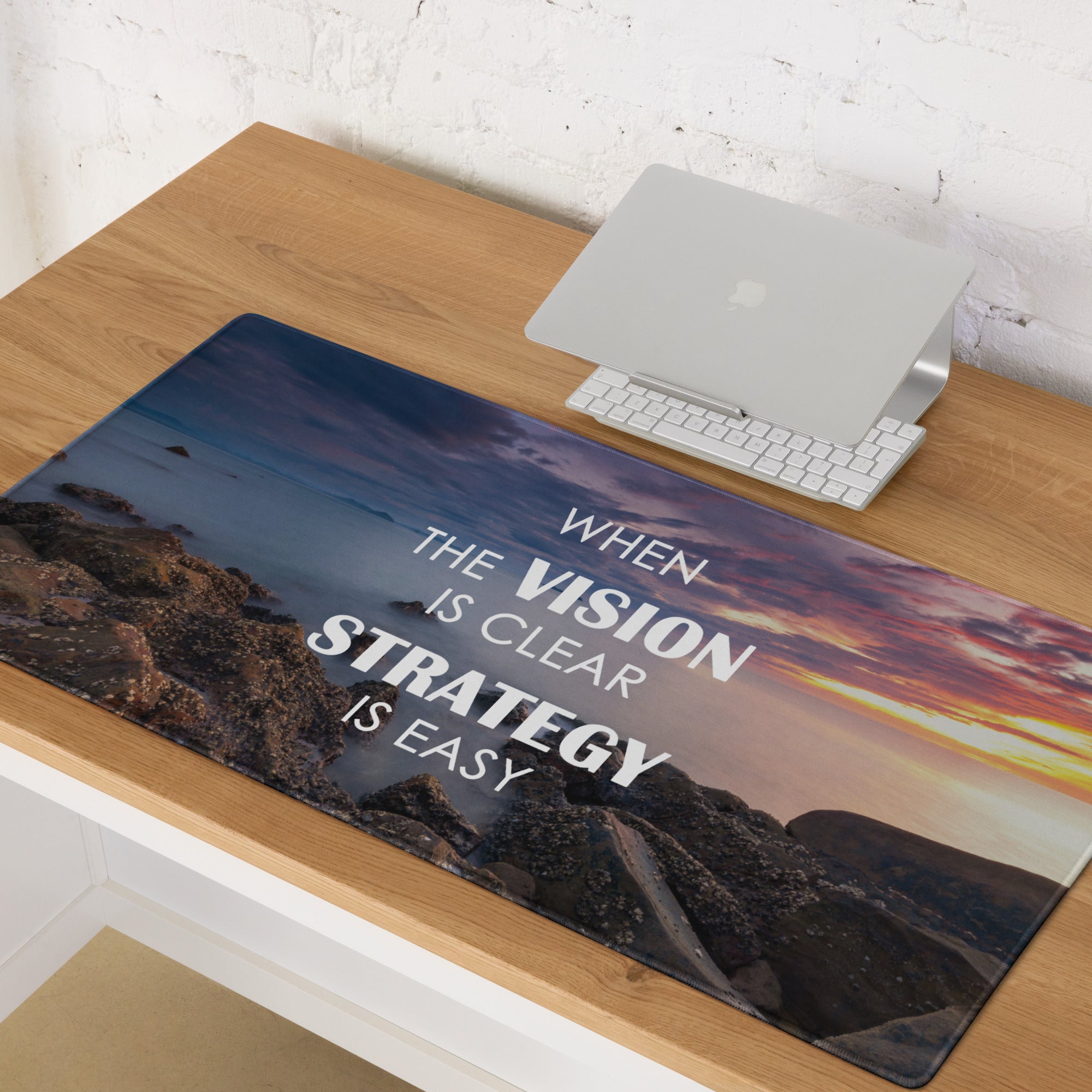 Motivational Gaming Mouse Pad Large Size With Sunset Purple Blue Colors For Desk Esports Non Slip Edge Stitch Mat