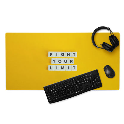 Yellow Motivational Mouse Pad Desk Mat Fight Your Limit Non Slip Large Edge Stitch Modern Minimal