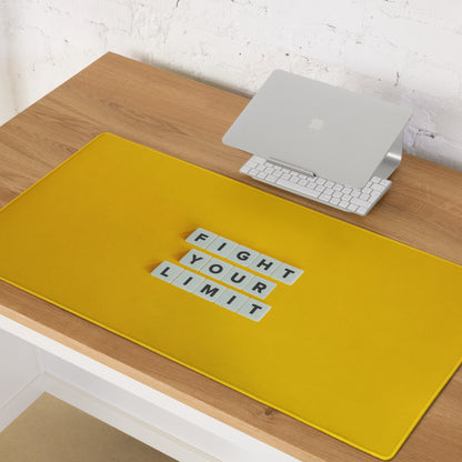Yellow Motivational Mouse Pad Desk Mat Fight Your Limit Non Slip Large Edge Stitch Modern Minimal
