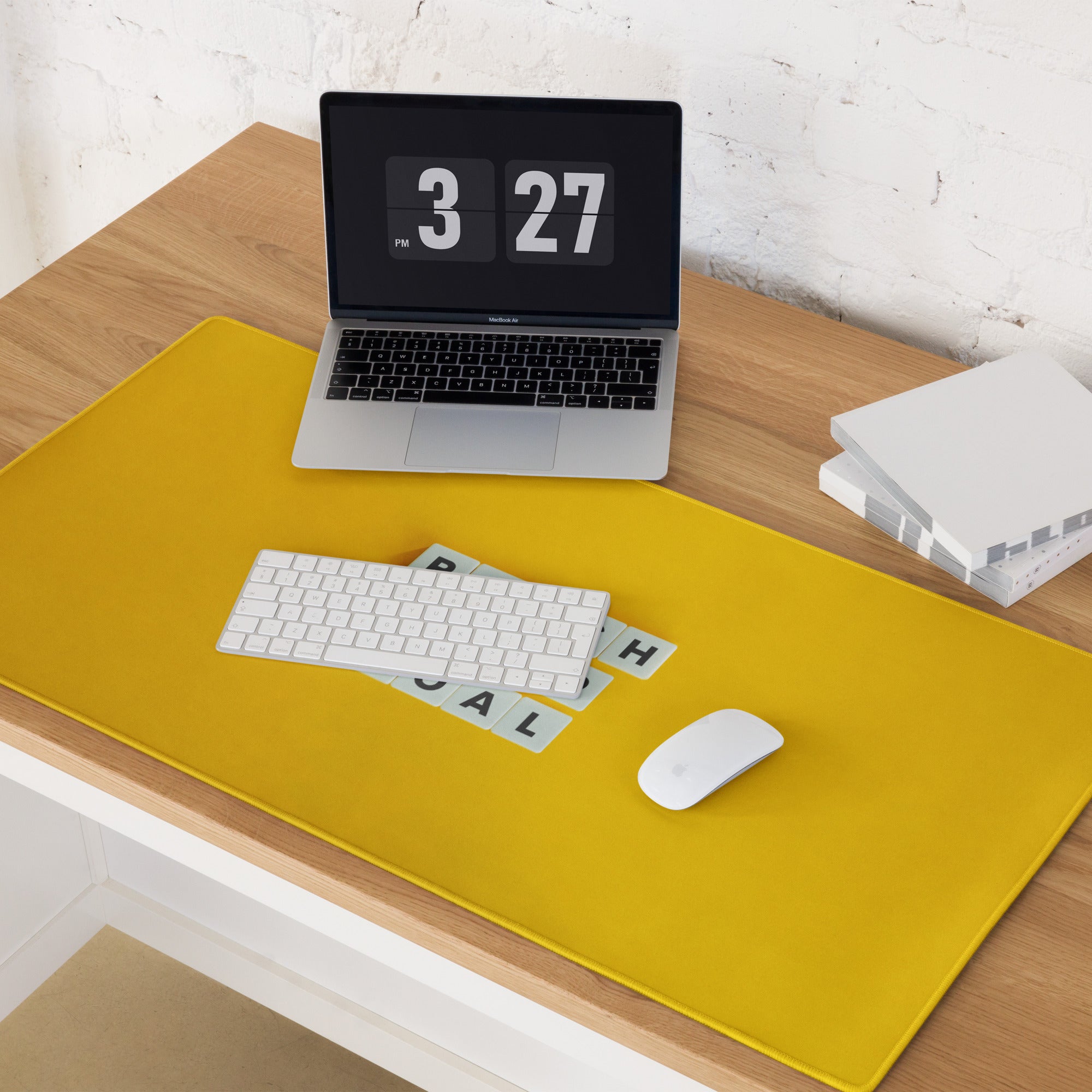 Motivational Yellow Mouse Pad for Desk Reach Your Goal Quote Large Non Slip Gaming Pad Modern Office Decor