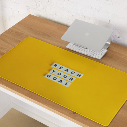 Motivational Yellow Mouse Pad for Desk Reach Your Goal Quote Large Non Slip Gaming Pad Modern Office Decor