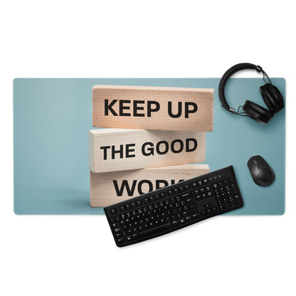 Mouse Pad Blue Desk Modern Motivational Wood Block Typography Art For Home Office And Gaming