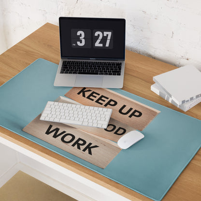 Mouse Pad Blue Desk Modern Motivational Wood Block Typography Art For Home Office And Gaming