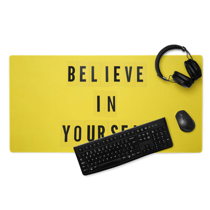 Motivational Yellow Mouse Pad For Desk Home Office Modern Typography Believe In Yourself